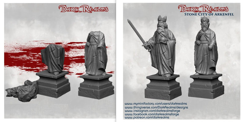Statues And Ruins - DND - Dungeons & Dragons - RPG - Pathfinder - Tabletop - TTRPG - Arkenfel - Dark Realms - 28 mm