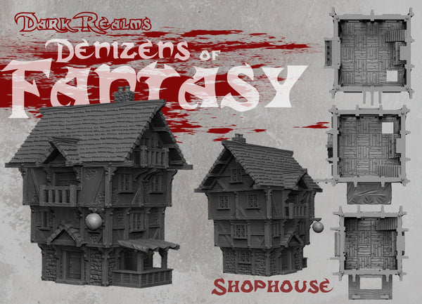 Shophouse - DND - Dungeons & Dragons - RPG - Pathfinder - Tabletop - TTRPG - Demizens of Fantasy - Dark Realms - 32 mm