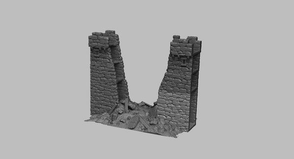 Ruined Castle Walls - DND - Dungeons & Dragons - RPG - Pathfinder - Tabletop - TTRPG - Medieval Scenery - Dark Realms - 28 mm