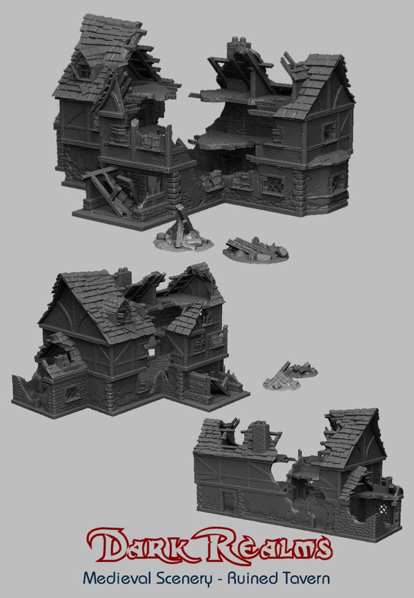 Ruined Tavern - DND - Dungeons & Dragons - RPG - Pathfinder - Tabletop - TTRPG - Medieval Scenery - Dark Realms - 28 mm