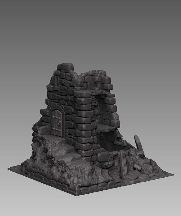 Watchtower Ruins - DND - Dungeons & Dragons - RPG - Pathfinder - Tabletop - TTRPG - Medieval Scenery - Dark Realms - 28 mm