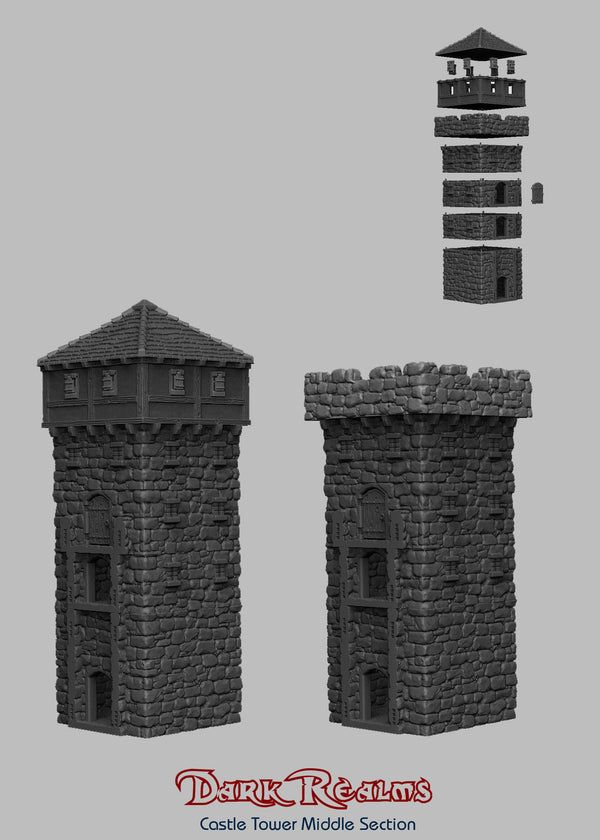 Tower Middle Section - DND - Dungeons & Dragons - RPG - Pathfinder - Tabletop - TTRPG - Medieval Scenery - Dark Realms - 28 mm