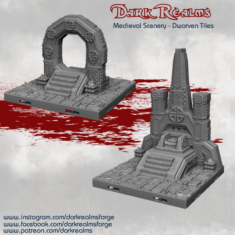 Dwarven Tiles - DND - Dungeons & Dragons - RPG - Pathfinder - Tabletop - TTRPG - Medieval Scenery - Dark Realms - 28 mm