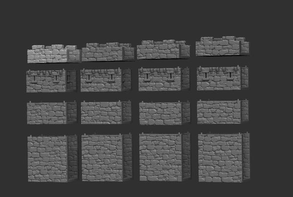 Castle Walls - DND - Dungeons & Dragons - RPG - Pathfinder - Tabletop - TTRPG - Medieval Scenery - Dark Realms - 28 mm