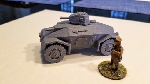 Dutch KNIL Alvis-Straussler Armoured Car - Great for Table Top War Games And Dioramas - Resin 28mm Miniatures - Bolt Action -