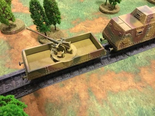 Railway flak car - Great for Table Top War Games And Dioramas - Resin 28mm Miniatures - Bolt Action -