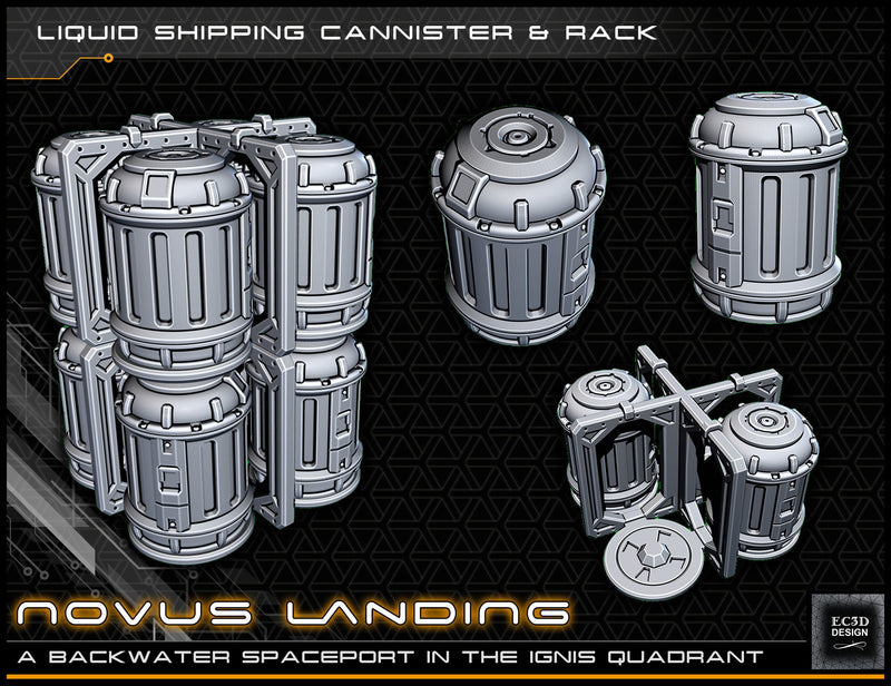 Cargo Cannisters And Frame - Novus Landing - Starfinder - Cyberpunk - Science Fiction - Syfy - RPG - Tabletop - Scatter - Terrain - 28mm/1"