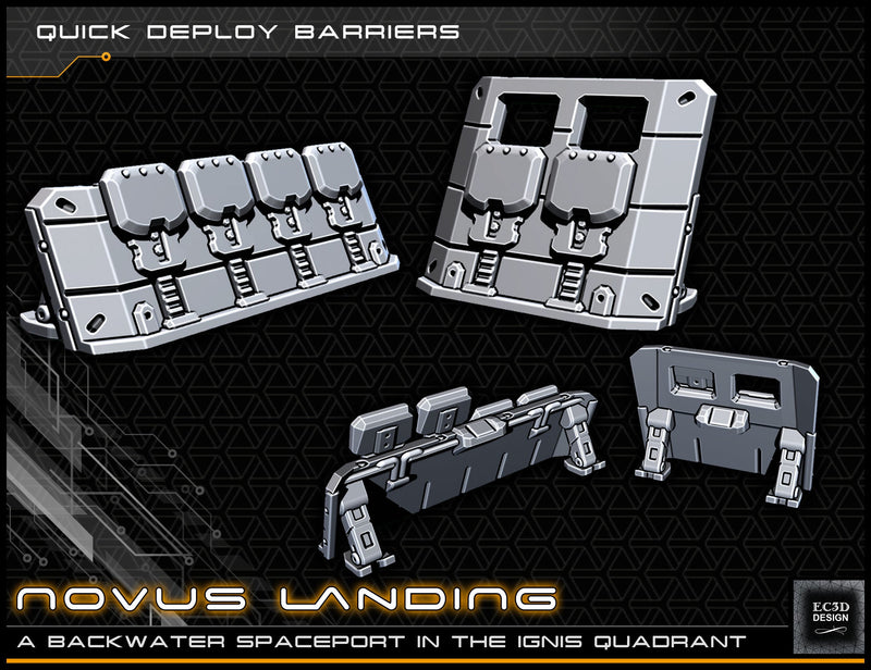 Quick Deploy Barricades - Novus Landing - Starfinder - Cyberpunk - Science Fiction - Syfy - RPG - Tabletop - Scatter- Terrain- 28 mm / 1"