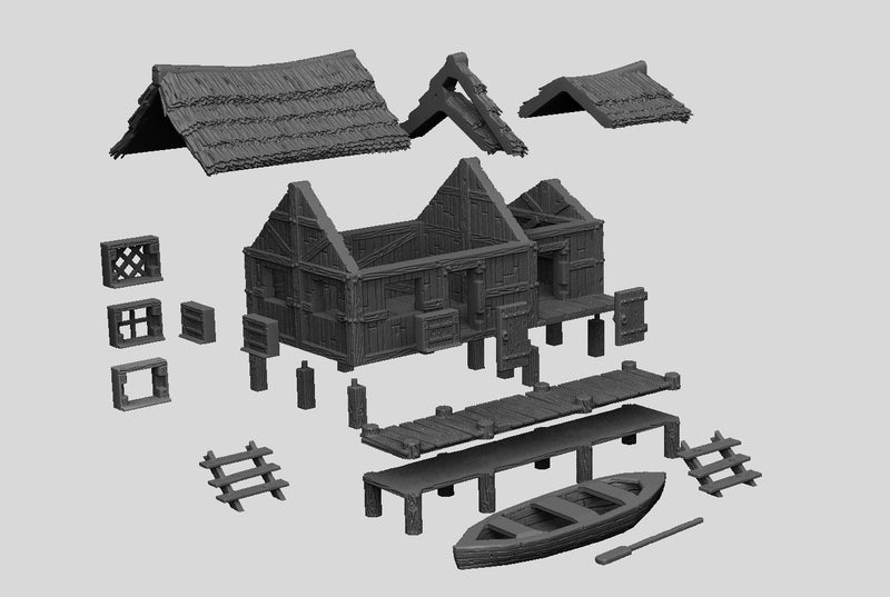 Fishermans Hut - DND - Dungeons & Dragons - RPG - Pathfinder - Tabletop - TTRPG - Medieval Scenery - Dark Realms - 28 mm