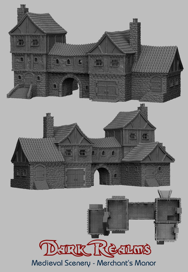 Merchants Manor - DND - Dungeons & Dragons - RPG - Pathfinder - Tabletop - TTRPG - Medieval Scenery - Dark Realms - 28 mm
