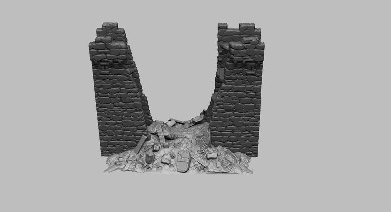 Ruined Castle Walls - DND - Dungeons & Dragons - RPG - Pathfinder - Tabletop - TTRPG - Medieval Scenery - Dark Realms - 28 mm