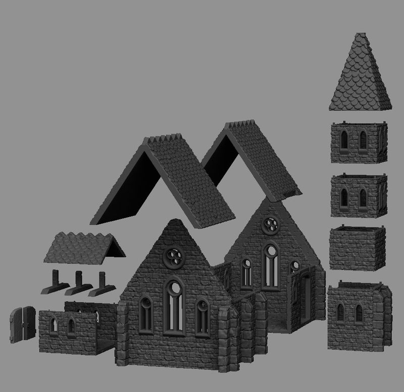 The Church - DND - Dungeons & Dragons - RPG - Pathfinder - Tabletop - TTRPG - Medieval Scenery - Dark Realms - 28 mm