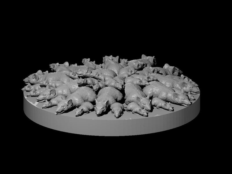 Swarm Of Rats Mini - DND - Pathfinder - Dungeons & Dragons - RPG - Tabletop - mz4250- Miniature - 28 mm - 1" Scale