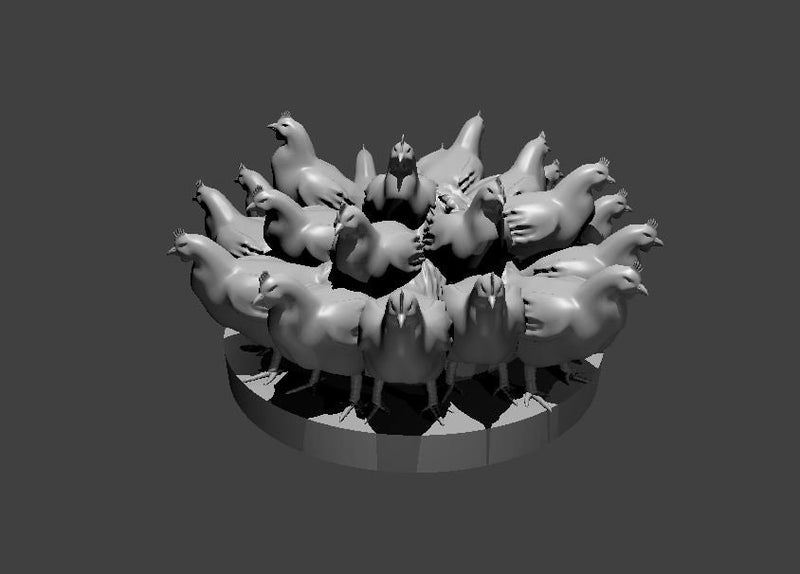 Swarm of Chickens Mini - DND - Pathfinder - Dungeons & Dragons - RPG - Tabletop - mz4250- Miniature-28mm-1"Scale