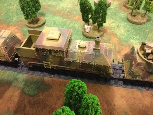 Armored train ( locomotive and four car) - Great for Table Top War Games And Dioramas - Resin 28 mm Miniatures - Bolt Action