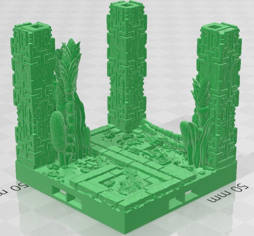 Pillars Set 1 - Aztlan 6 Swamped B - Pathfinder - Dungeons & Dragons -RPG- Tabletop-Terrain - 28 mm / 1"- Aether Studios