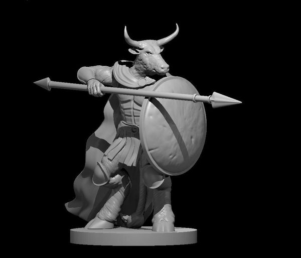 Minotaur Hoplite Mini - DND - Pathfinder - Dungeons & Dragons - RPG - Tabletop - mz4250- Miniature - 28 mm - 1" Scale