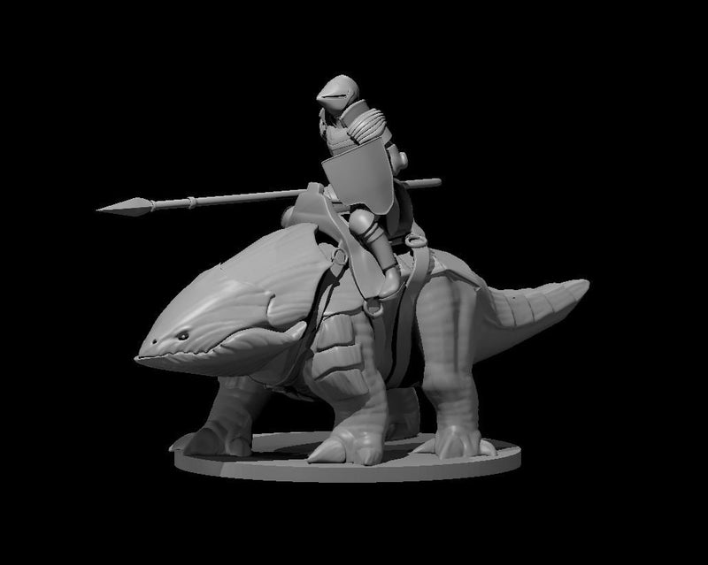 Human Cavalier On A Bulette Mini - DND - Pathfinder - Dungeons & Dragons - RPG - Tabletop - mz4250- Miniature-28mm-1"Scale