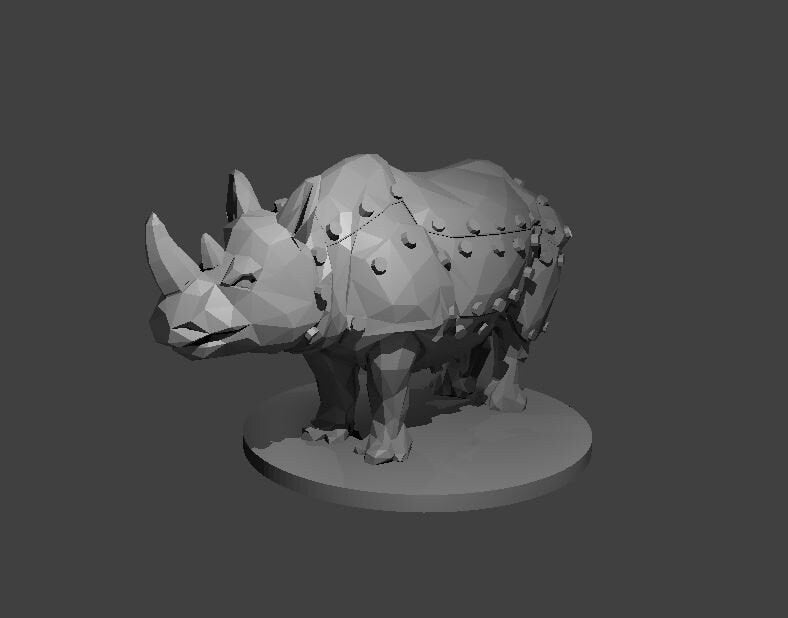 Rhino Mini - DND - Pathfinder - Dungeons & Dragons - RPG - Tabletop - mz4250- Miniature-28mm-1"Scale