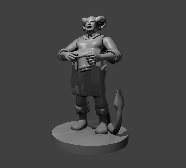 Tiefling Barkeep Mini - DND - Pathfinder - Dungeons & Dragons - RPG - Tabletop - mz4250- Miniature-28mm-1"Scale