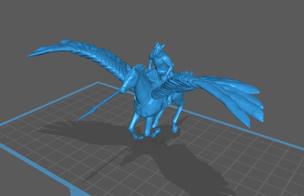 Human Paladin Mounted on Pegasus - DND - Pathfinder - Dungeons & Dragons - RPG - Tabletop - mz4250- Miniature-28mm-1"Scale