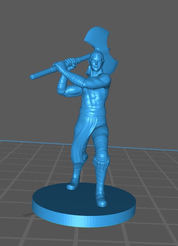 Elf and Half Elf Barbarian  Mini - DND - Pathfinder - Dungeons & Dragons - RPG - Tabletop - mz4250- Miniature-28mm-1"Scale