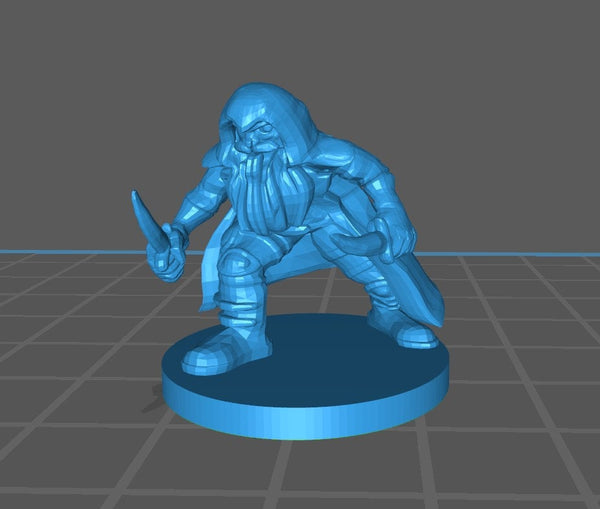 Dwarf Rogue Mini - DND - Pathfinder - Dungeons & Dragons - RPG - Tabletop - mz4250- Miniature-28mm-1"Scale
