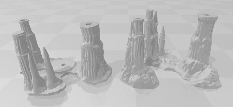 Wet Cavern Pillars - Cavern - Skyless Realms - DND - Dungeons & Dragons - RPG - Tabletop - EC3D - Miniature - 28 mm - 1" scale