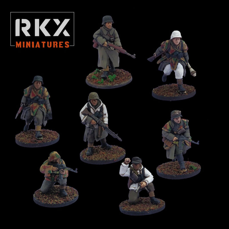 German Infantry WWII Set - 7 minis - Great for Table Top War Games And Dioramas - Resin 28mm Miniatures - Bolt Action - RKX