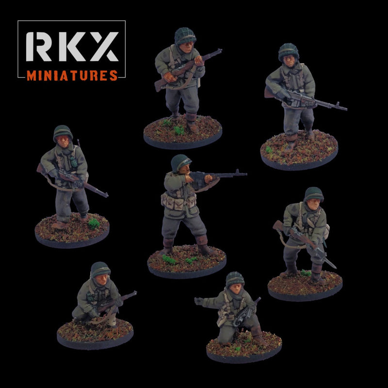 US Infantry WWII Set - 7 minis - Great for Table Top War Games And Dioramas - Resin 28mm Miniatures - Bolt Action - RKX