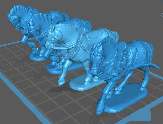 Napoleonic French train horses walking -  4 minis - Great for Table Top War Games And Dioramas - Historical Wargaming -Resin 28mm Miniatures