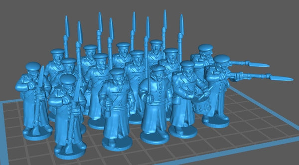Russian Musketeers with pokalem btg with greatcoats - 15 minis - War Games And Dioramas - Historical Wargaming -Resin 28mm