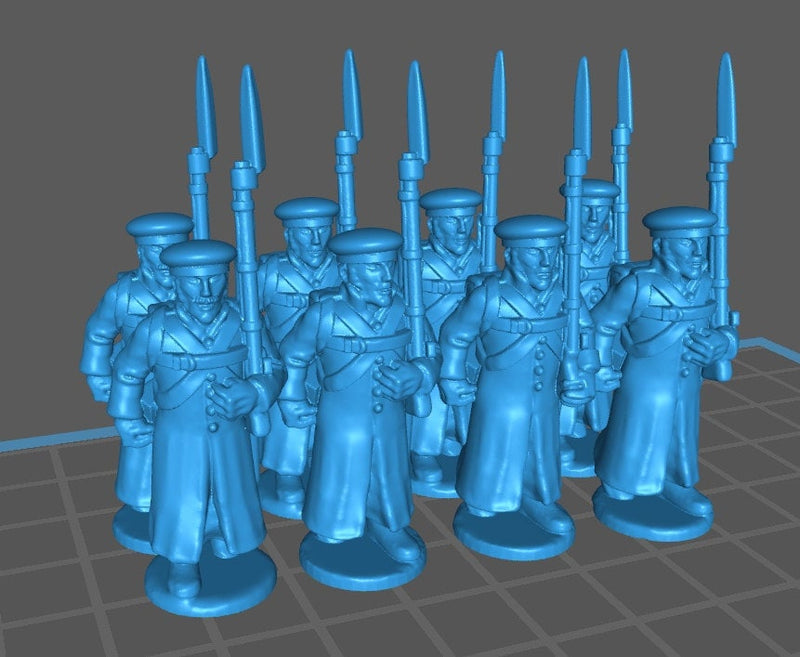 Russian Musketeers with pokalem btg with greatcoats - 15 minis - War Games And Dioramas - Historical Wargaming -Resin 28mm