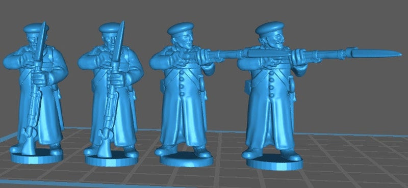 Russian Musketeers with pokalem btg with greatcoats - 15 minis - War Games And Dioramas - Historical Wargaming -Resin 28mm