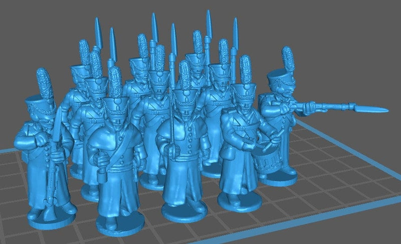 Russian Grenadiers/Jaegers wth shako 1807-12 btg with greatcoats - 11 minis - War Games And Dioramas - Historical Wargaming -Resin 28mm