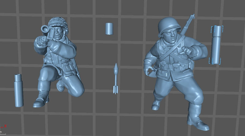 US Infantry WWII Bazooka - 2 minis - Great for Table Top War Games And Dioramas - Resin 28mm Miniatures - Bolt Action - RKX
