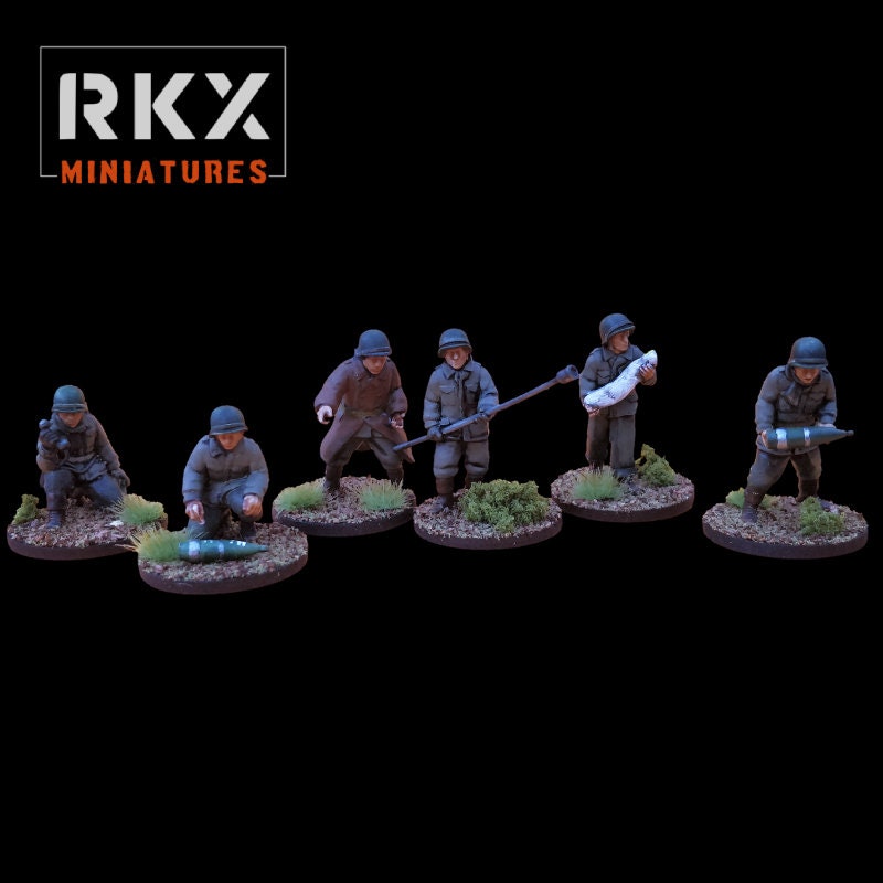 US 155 mm Artillery Crew WWII Set - 6 minis - Great for Tabletop War Games And Dioramas - Resin 28mm Miniatures - Bolt Action - RKX