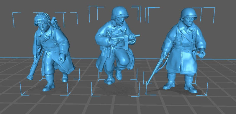 US Infantry Greatcoat HQ WWII Set 2 - 3 minis - Great for Tabletop War Games And Dioramas - Resin 28mm Miniatures - Bolt Action - rkx