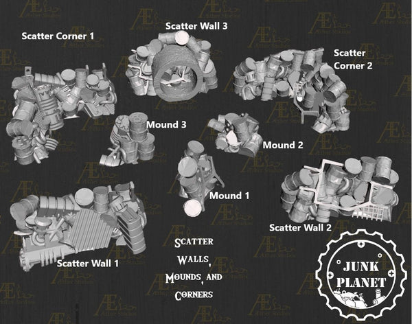 Junk Planet Scatter 2 -Junk Planet 2 - Scifi - Pathfinder- Dungeons & Dragons - RPG - Tabletop - Futuristic Terrain - 28mm - AetherStudios