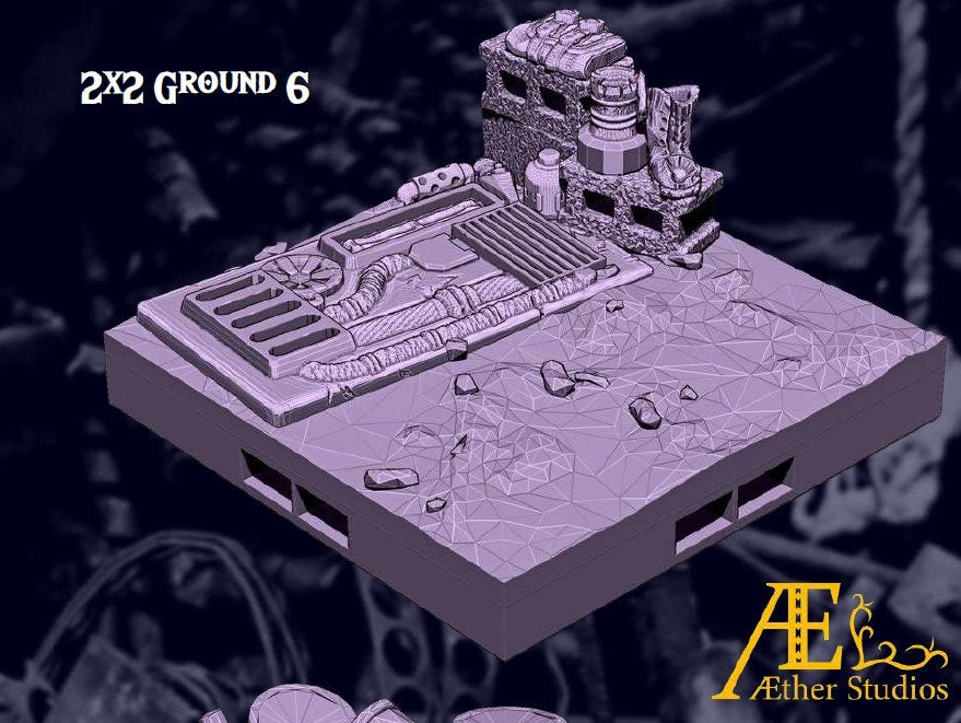 Junk Planet Tiles - Junk Planet 5 - Scifi - Pathfinder- Dungeons & Dragons - RPG Tabletop - Futuristic Terrain - 28mm - AetherStudios