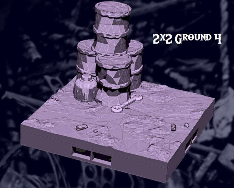 Junk Planet Tiles - Junk Planet 5 - Scifi - Pathfinder- Dungeons & Dragons - RPG Tabletop - Futuristic Terrain - 28mm - AetherStudios