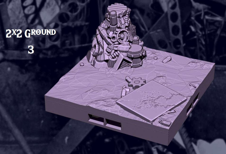 Junk Planet Tiles - Junk Planet 5 - Scifi - Pathfinder- Dungeons & Dragons - RPG Tabletop - Futuristic Terrain - 28mm - AetherStudios