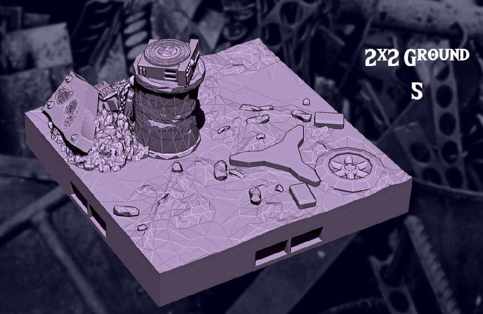 Junk Planet Tiles - Junk Planet 5 - Scifi - Pathfinder- Dungeons & Dragons - RPG Tabletop - Futuristic Terrain - 28mm - AetherStudios
