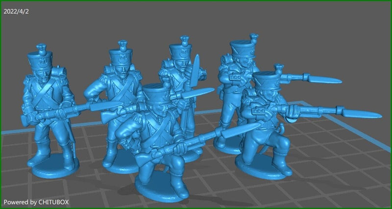 French voltigeurs skirmishing high uniform - 6 minis - war games and dioramas - historical wargaming -resin 28mm