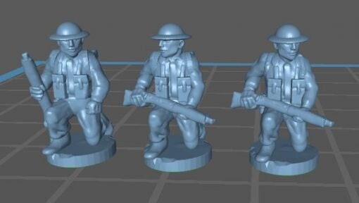 Uk infantry kneeling - great for table top war games and dioramas - resin 15mm miniatures - bolt action -