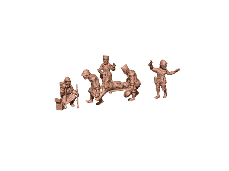 Headquarters  - 5 minis - French Army - Great for Table Top War Games and Dioramas - Resin 28mm - Bolt Action - Eskice Miniature