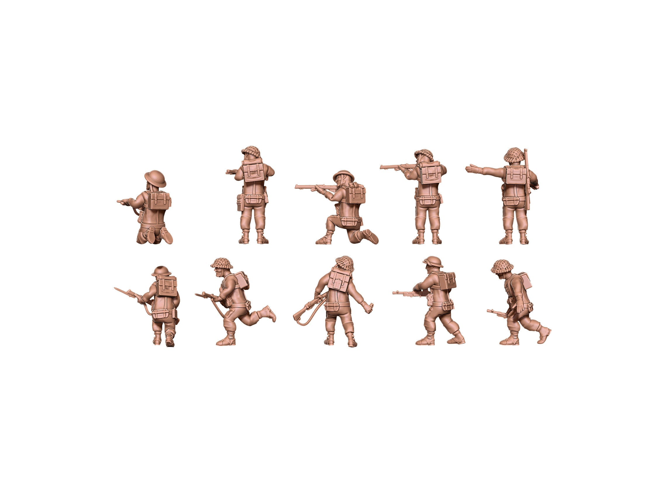 UK Infantry - 10 mini Set - British Army - Great for Table Top War Games and Dioramas - Resin 28mm -  Eskice Miniature