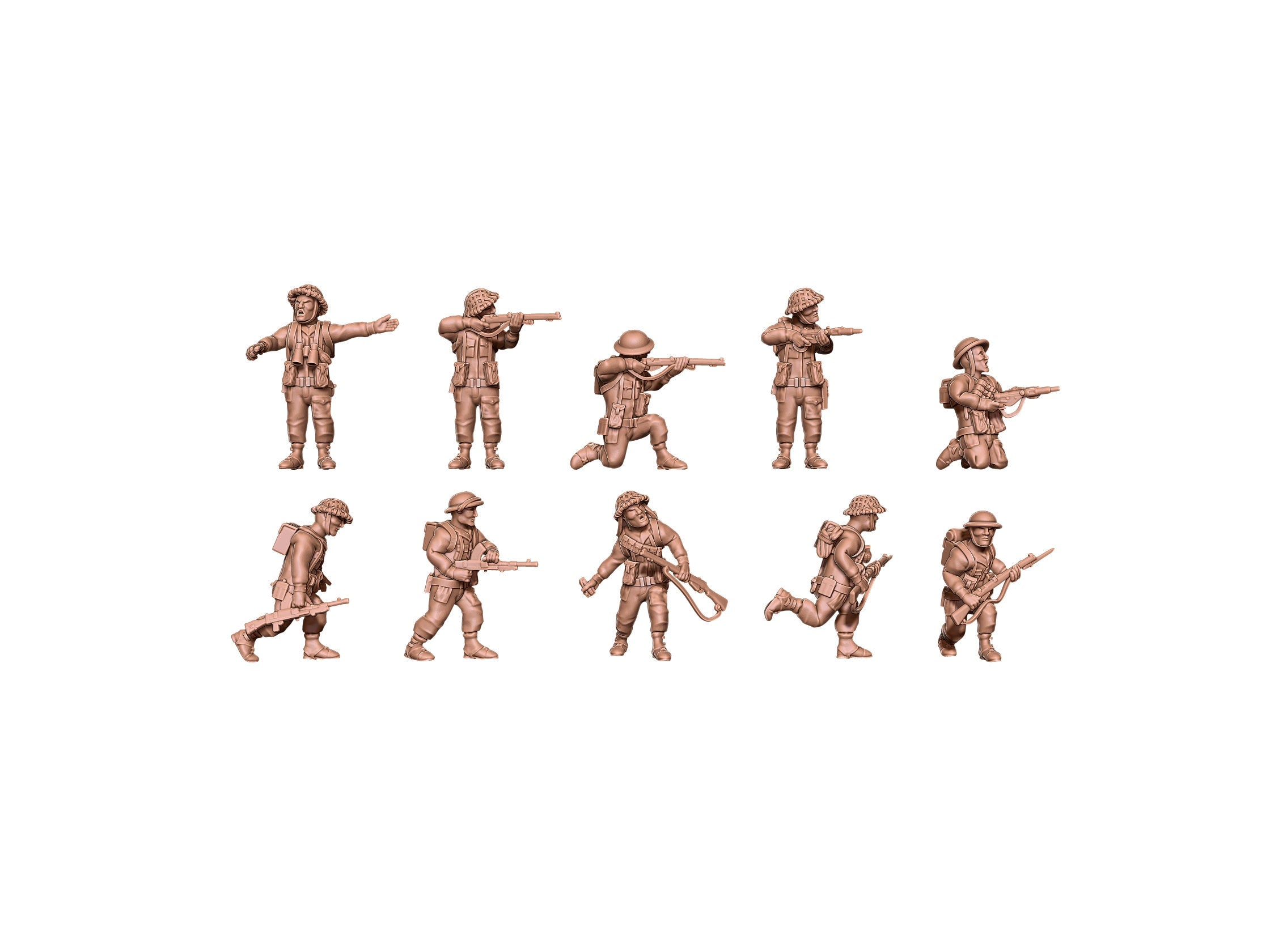 UK Infantry - 10 mini Set - British Army - Great for Table Top War Games and Dioramas - Resin 28mm -  Eskice Miniature