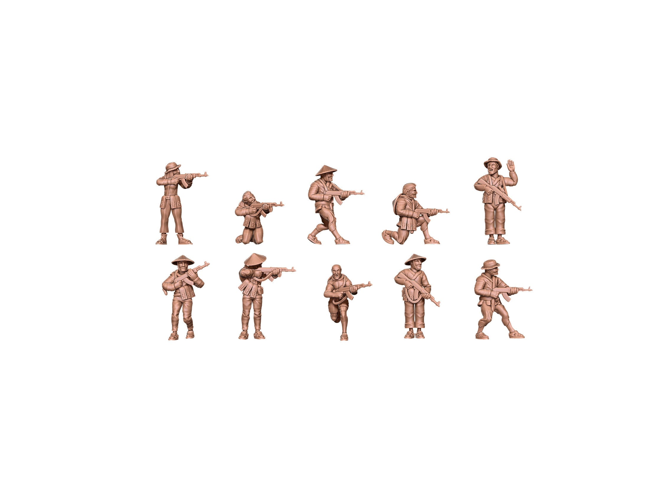 Vietcong w/ AK47 - Vietnam Army - 10 minis - Great for Table Top War Games and Dioramas - Resin 28mm -  Eskice Miniature