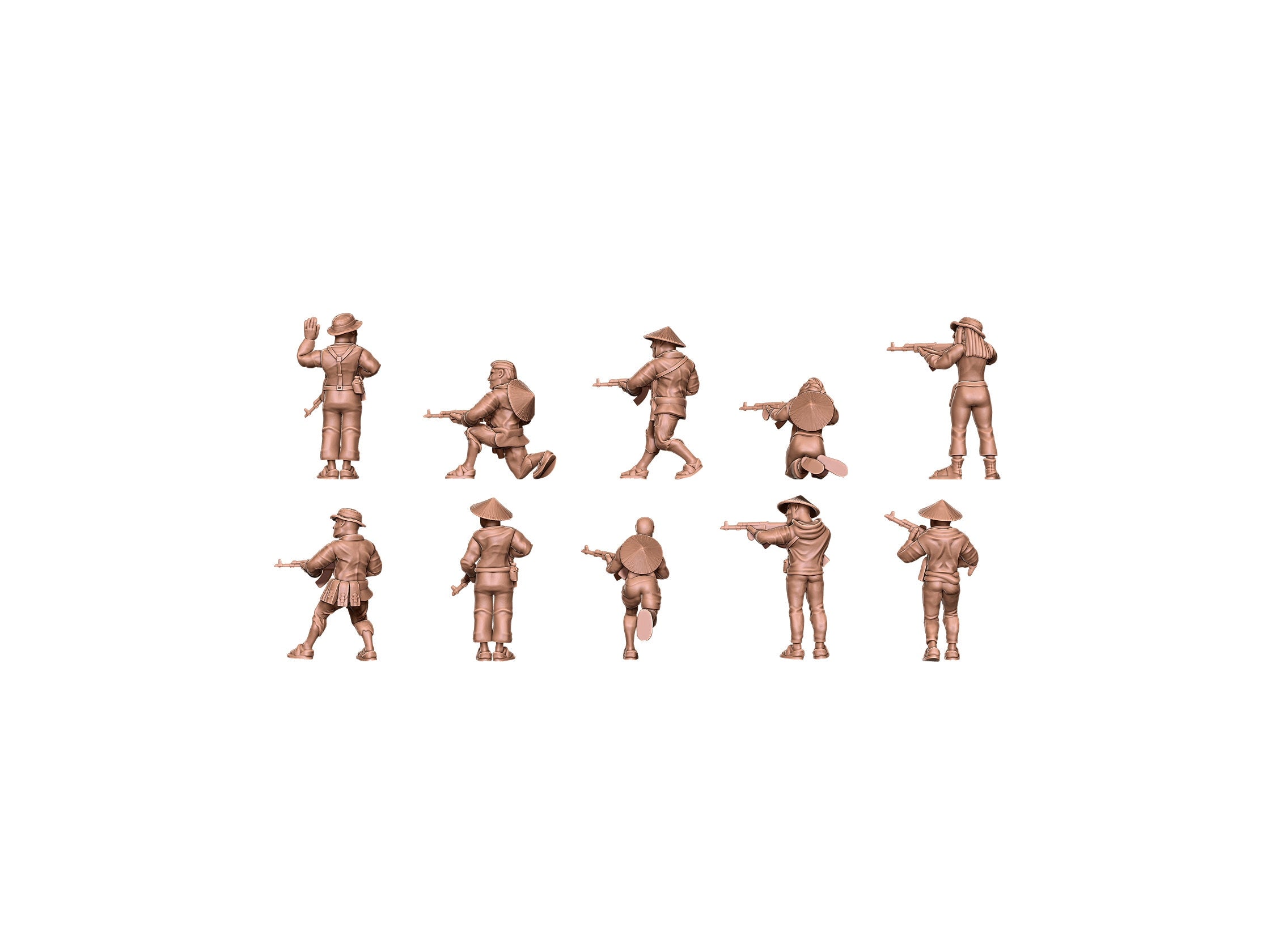 Vietcong w/ AK47 - Vietnam Army - 10 minis - Great for Table Top War Games and Dioramas - Resin 28mm -  Eskice Miniature